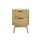 Artiss Rattan Bedside Table with 2 Drawers, Solid Wood Legs, 40x30x54cm, Boho Style, Easy Assembly, Oak Finish
