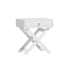 Artiss Qara White Bedside Table with Drawer - Stylish Cross-Leg Design, E1 Particle Board, 20kg Capacity, Easy Assembly