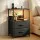 Artiss LED Bedside Table with Charging Station USB Type C 2 Foldable Drawers RGB Black Nightstand 40x30x60cm