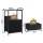 Artiss LED Bedside Table with Charging Station USB Type C 2 Foldable Drawers RGB Black Nightstand 40x30x60cm