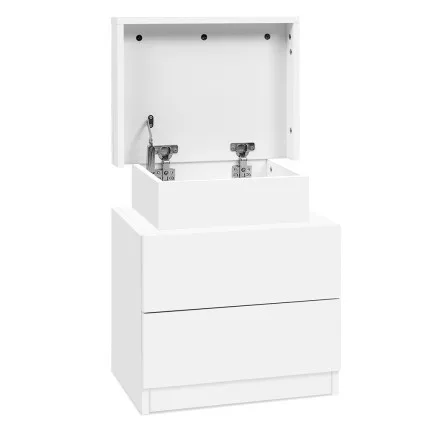 Artiss COLEY White Bedside Table with 2 Drawers & Lift-up Storage, 15mm Thick Melamine Particle Board, 45x35x52cm