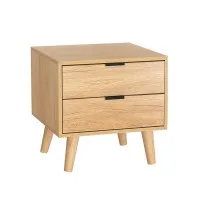 Artiss Bedside Table 2 Drawers, Pine Wood, 50x40x50cm, Scandinavian Design, Anti-Slip, Ample Storage, Easy Assembly