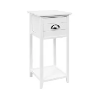 Artiss Thyme Vintage Bedside Table - White, 18mm Paulownia Wood, Smooth Drawer, No Assembly, Eco-Friendly Finish