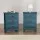 Artiss 2x Bedside Table 3 Drawers Vintage Blue, Solid Paulownia Wood, 45x30x62.5cm, Metal Handles, Pre-Asse