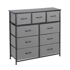 Artiss Chest of 9 Drawers Storage Tallboy 101cm x 30cm x 100cm with Adjustable Feet MDF Top Grey
