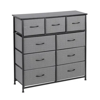 Artiss Chest of 9 Drawers Storage Tallboy 101cm x 30cm x 100cm with Adjustable Feet MDF Top Grey