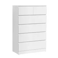 Artiss Chest of Drawers, 6-Drawer, High-Density Particle Board, White, 80x40x121cm, Contemporary Design, Durable Storage