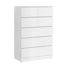 Artiss Chest of Drawers, 6-Drawer, High-Density Particle Board, White, 80x40x121cm, Contemporary Design, Durable Storage