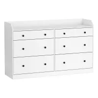 Artiss Chest of Drawers, Particle Board, 6-Drawer, White, 138x40x84cm - Durable, Contemporary Storage Solution