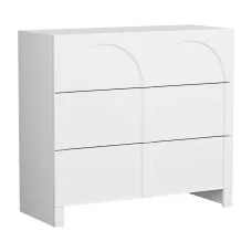 Artiss 3 Chest of Drawers Lowboy White Dresser - 15mm MDF, 100x40x90cm, Push-to-Open, Scratch-Resistant Finish