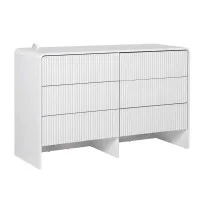 Artiss 6 Chest of Drawers Dresser Cabinet White 120cm MDF Fluted Front Push-to-Open Storage, Anti-Tip, Scratch-Resistant