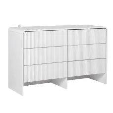 Artiss 6 Chest of Drawers Dresser Cabinet White 120cm MDF Fluted Front Push-to-Open Storage, Anti-Tip, Scratch-Resistant