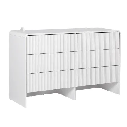 Artiss 6 Chest of Drawers Dresser Cabinet White 120cm MDF Fluted Front Push-to-Open Storage, Anti-Tip, Scratch-Resistant