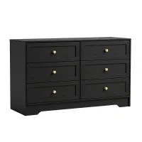 Artiss LEIF 6 Chest of Drawers Tallboy Cabinet Black, Contemporary Storage, 120x40x71.5cm, Metal Handles