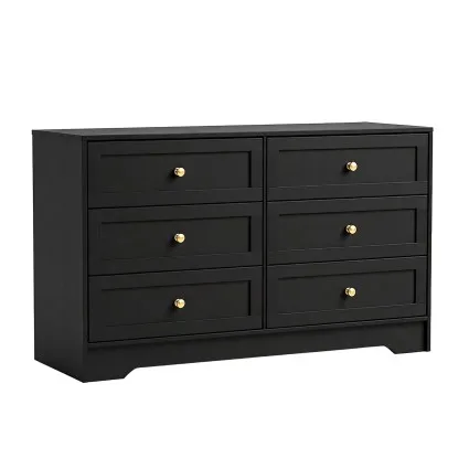 Artiss LEIF 6 Chest of Drawers Tallboy Cabinet Black, Contemporary Storage, 120x40x71.5cm, Metal Handles