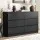 Artiss 6 Drawer Lowboy Chest of Drawers Black 120x39x82cm Melamine Groove Handle Smooth Runners 6-Drawer