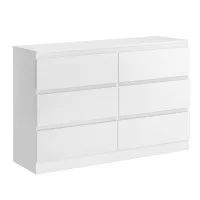 Artiss 6 Drawer Chest of Drawers Lowboy White 120x39x82cm Melamine Particle Board Smooth Runners 6 Drawers