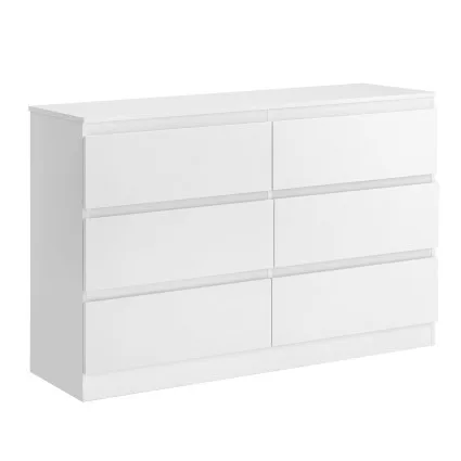Artiss 6 Drawer Chest of Drawers Lowboy White 120x39x82cm Melamine Particle Board Smooth Runners 6 Drawers