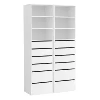 Artiss 2-Piece Chest of Drawers Set with 6 Drawers, 3 Adjustable Shelves and Smooth Sliding Runners White