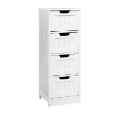 Artiss LEESA White 4 Chest of Drawers - Country Style Storage Cabinet with Durable MDF, Non-Toxic Finish, Ample Space