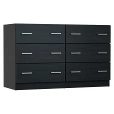 Artiss Chest of Drawers, Particle Board, 6-Drawer, Black, 110x41x70cm, Stylish & Space-Saving, Easy Assembly