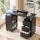 Artiss Manicure Table Nail Desk with Built-in Dust Collector, 3 Drawers, 3 Shelves, Wrist Cushion and Wheels Black
