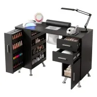 Artiss Manicure Table Nail Desk with Dust Collector Storage Drawers Wrist Cushion Black Salon Station