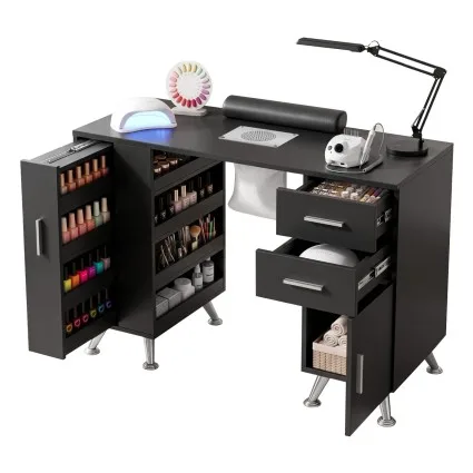 Artiss Manicure Table Nail Desk with Dust Collector Storage Drawers Wrist Cushion Black Salon Station