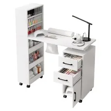 Artiss Manicure Table Nail Desk with Dust Collector and Storage Drawers White Beauty Salon Station Rolling Wheels