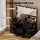 Artiss Black LED Vanity Desk Set with 10 Bulbs, 7 Drawers & Stool - 119x40x143cm, Adjustable Lighting, PU Leather Finish