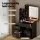 Artiss LED Dressing Table Vanity Set Black, Sliding Mirror, 4 Drawers, Lockable, Padded Stool, 80x36x131cm