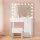 Artiss Darcy White Dressing Table Set with Stool, 15 LED Bulbs, 4 Drawers, Premium MDF, 89x40x136cm, Hollywood Mirror