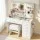 Artiss LED Vanity Desk Set: White Dressing Table w/ Hollywood Mirror, 5 Drawers, Glass Top, Charging Station, Stool