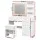 Artiss LED Vanity Desk Set: White Dressing Table w/ Hollywood Mirror, 5 Drawers, Glass Top, Charging Station, Stool