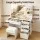 Artiss LED Vanity Desk Set: White Dressing Table w/ Hollywood Mirror, 5 Drawers, Glass Top, Charging Station, Stool
