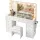 Artiss White Vanity Desk Set with LED Mirror, 11 Drawers, Tempered Glass, Charging Station, Foam-Padded Stool, 120cm