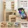 Artiss Dressing Table Vanity Desk Set with 10 LED Bulbs, RGB Light, USB Ports, Stool, Wood Finish, 90x40x142cm