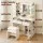 Artiss White Vanity Desk Set with 10 LED Bulbs, Adjustable RGB Lighting, USB Charging, and Storage Drawers - 90x40x142cm