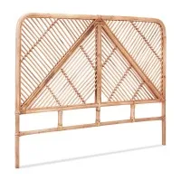 Artiss FRED Queen Bed Headboard - Pine Rattan, Rustic Boho Design, No Installation, Easy to Maintain, 155x3x112cm