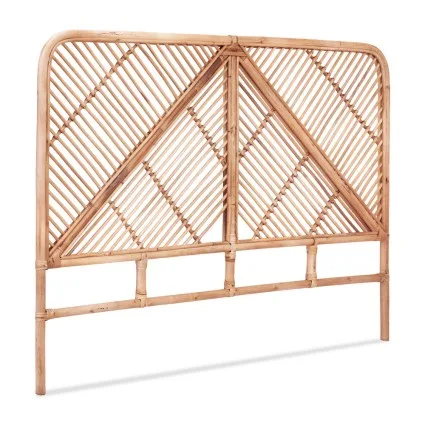 Artiss FRED Queen Bed Headboard - Pine Rattan, Rustic Boho Design, No Installation, Easy to Maintain, 155x3x112cm