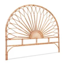 Artiss MARI Queen Bed Headboard Real Rattan Rustic Boho Style Pine with Well-Ventilated Rounded Edge Frame