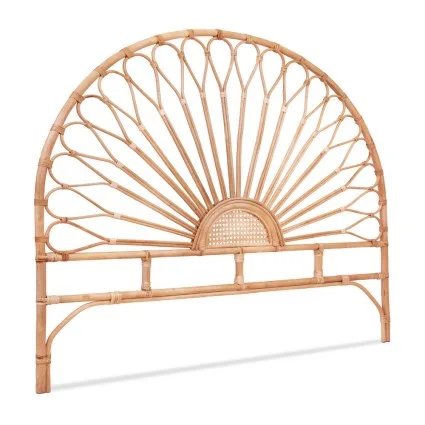 Artiss MARI Queen Bed Headboard Real Rattan Rustic Boho Style Pine with Well-Ventilated Rounded Edge Frame