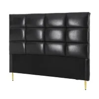 Artiss Queen PU Leather Bed Headboard Black Grid Tufted 8cm High Density Foam Solid Frame Steel Legs