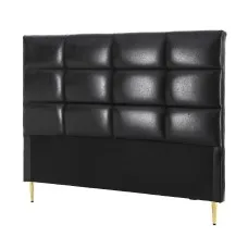 Artiss Queen PU Leather Bed Headboard Black Grid Tufted 8cm High Density Foam Solid Frame Steel Legs