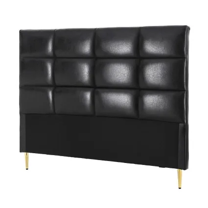 Artiss Queen PU Leather Bed Headboard Black Grid Tufted 8cm High Density Foam Solid Frame Steel Legs