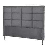 Artiss Queen Bed Headboard Linen Fabric Charcoal Grid Tufted 8cm High Density Foam Steel Legs 153x120cm