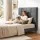 Artiss Queen Bed Headboard Linen Fabric Charcoal Grid Tufted 8cm High Density Foam Steel Legs 153x120cm