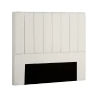 Artiss VELA Double Linen Bed Head 137cm Beige Upholstered Vertical Stripe Art Deco High Density Foam