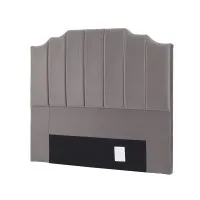 Artiss Velvet Bed Head Double Headboard 138cm W x 120cm H Grey Upholstered Vertical Stripe 8cm Foam Comfort