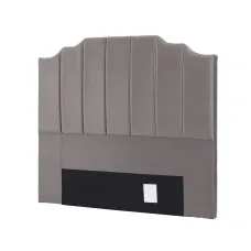 Artiss Velvet Bed Head Double Headboard 138cm W x 120cm H Grey Upholstered Vertical Stripe 8cm Foam Comfort